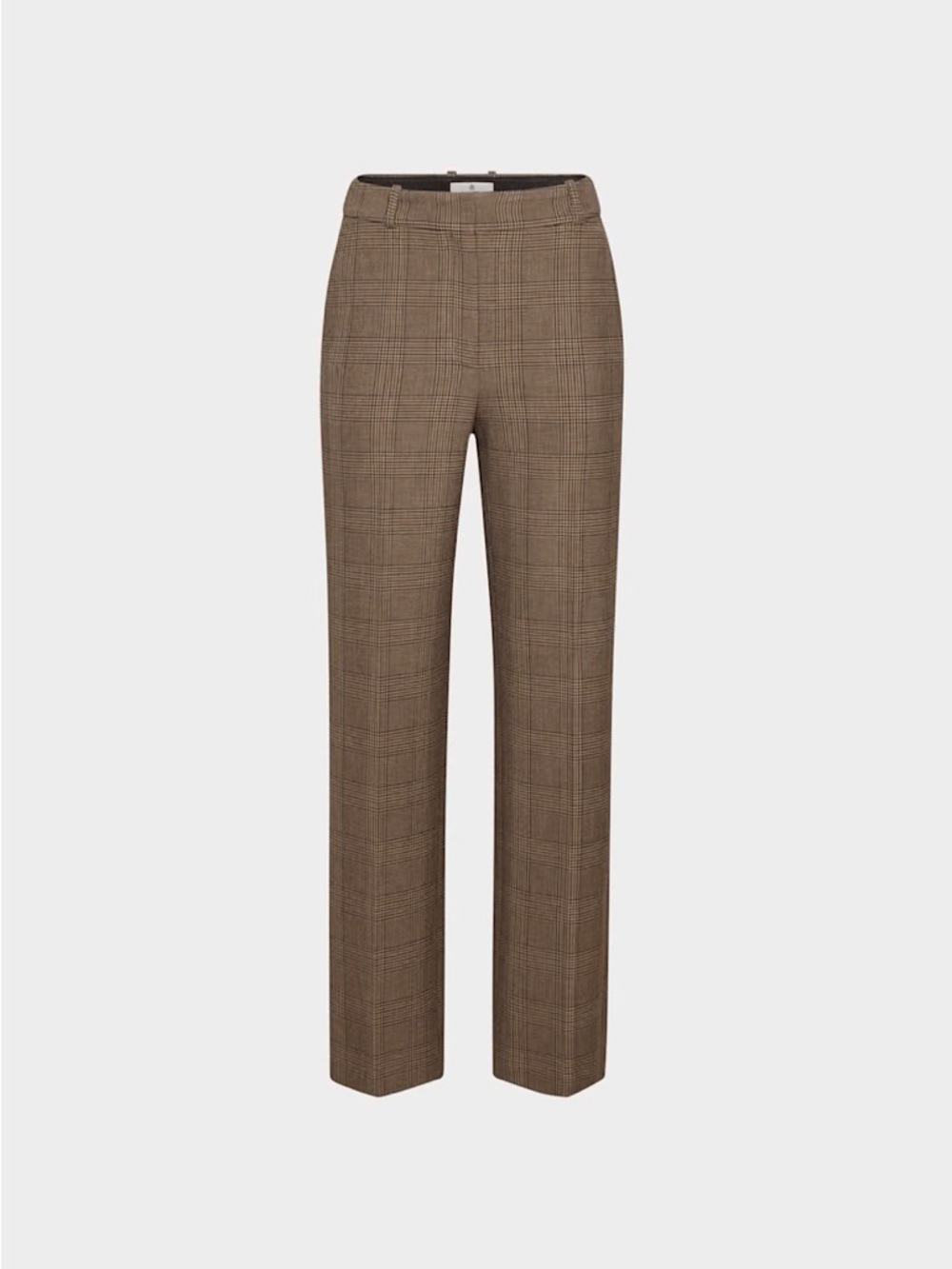 NWT Aritzia Babaton Brown Glen Plaid Straight-Leg Trousers